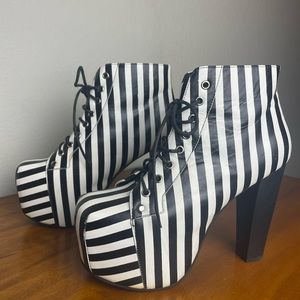 Black and white striped leather Jeffrey Campbell Lita shoes